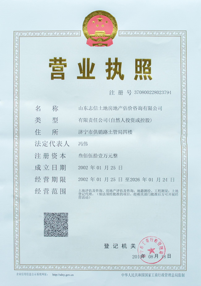 ld体育(中国)志信土地房地产估价咨询有限公司 营业执照